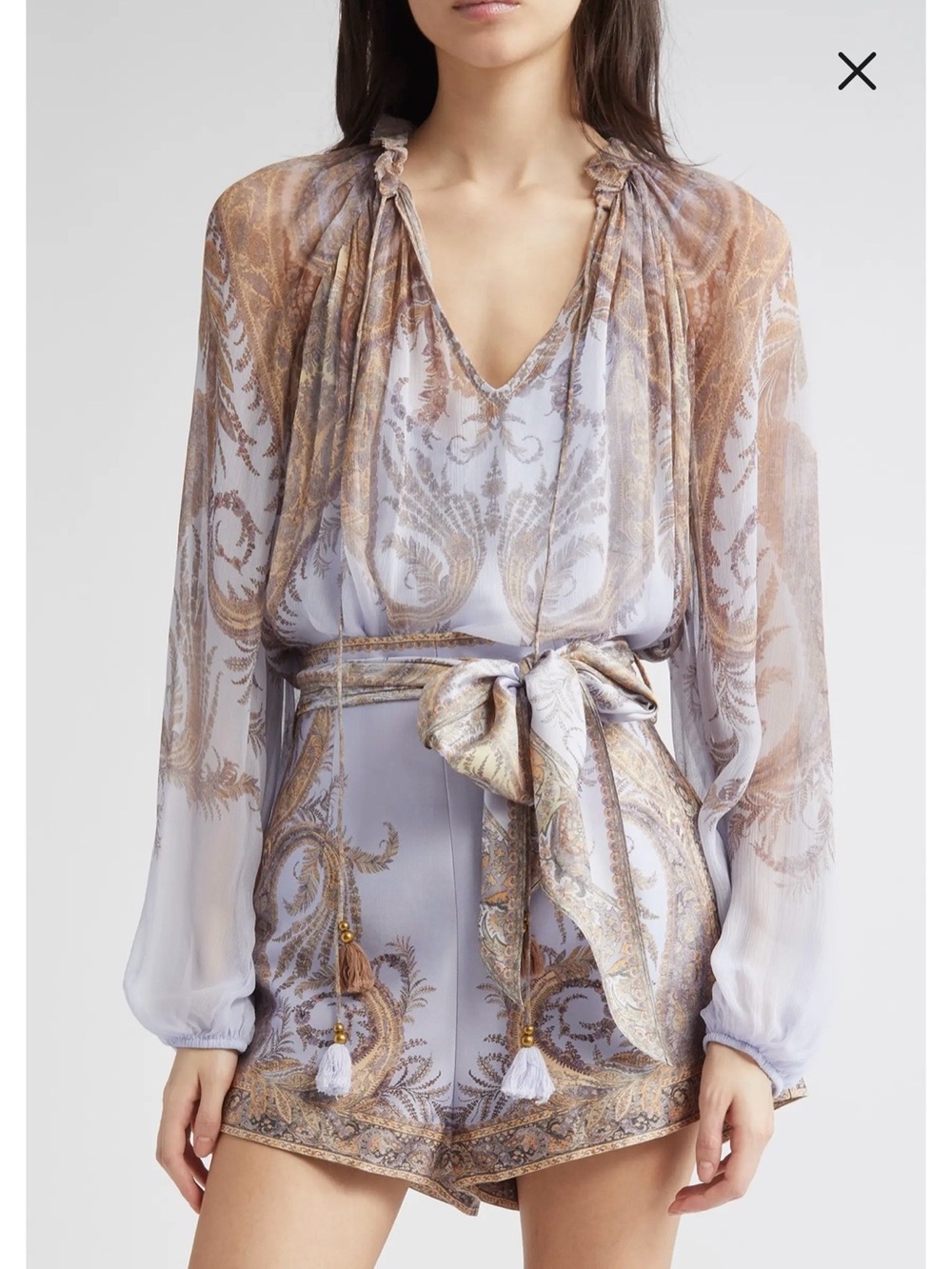 NWT Zimmermann Hypnotic Paisley Split Neck Blouse